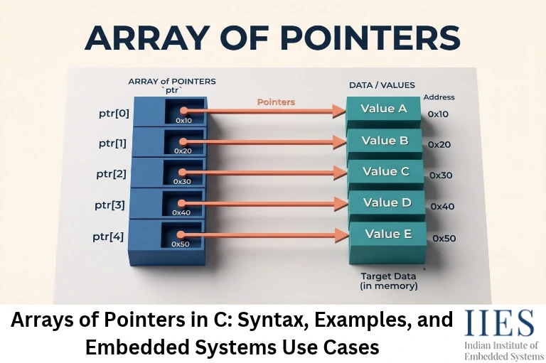 Arrays of Pointers in C: Syntax, Examples, and Embedded Systems Use Cases