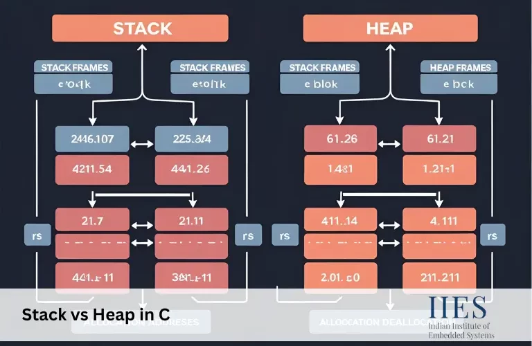 Stack vs heap memory allocation differences in C programming