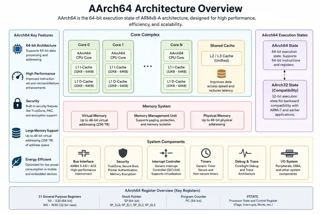 AArch64 Architecture Overview – Core Components, Registers, Memory, and Execution States